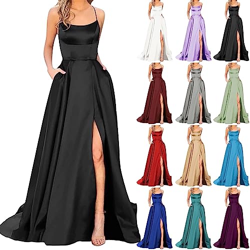 Hsternexy Abendkleid Damen Lang Ballkleider Satin mit Taschen Schlitz Ballkleid Abendkleider Backless Ärmellos A-Linie Cocktailkleid Elegant Abiballkleider Partykleid Große Größen Hochzeitskleider Hsternexy Abendkleid Damen Lang Ballkleider Satin mit Taschen Schlitz Ballkleid Abendkleider Backless Ärmellos A-Linie Cocktailkleid Elegant Abiballkleider Partykleid Große Größen Hochzeitskleider von Hsternexy