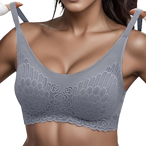 Hsternexy BH Damen ohne Bügel Komfort Push up Sport BH Bustier Nahtlos Spitzen Gepolstert Bra Underwear Yoga Halt Große Brüste Bügelloser Stretch Sexy Bralette Damen von Hsternexy