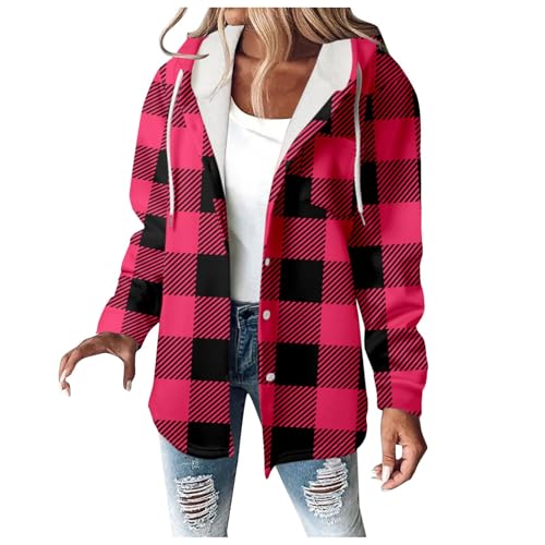 Hsternexy Damen Flanell Karierte Hemdjacke, Karo Jacke Wolljacke Winter Karierter Mantel Holzfäller Jacke Flanell Jacke Sherpa Jacke Karierte Jacke Teddyjacke Gefüttert Flanellhemd von Hsternexy