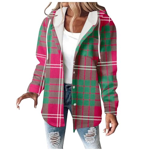 Hsternexy Flanellhemd Damen Winter, Wolljacke Karierter Mantel Hemdjacke Gefüttert Flanell Jacke Holzfäller Jacke Teddyjacke Karo Jacke Sherpa Jacke Karierte Jacke von Hsternexy