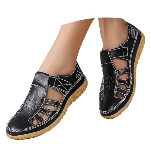 Hsternexy Hausschuhe Damen, Trekkingsandalen Damen Sandalen Sommer Geschlossene Wandersandalen Atmungsaktiv Sportsandalen mit Weiche Fussbett Outdoor Bequem Sommerschuhe Gr.35-46, Schwarz, 37/EU von Hsternexy