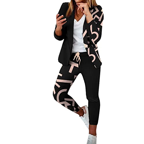 Hsternexy Hosenanzüge Für Damen Business Modern Elegant Blazer Anzug Set Einfarbig Streetwear Zweiteilig Hosenanzug Anzughose Revers Slim Fit Sportlich Büro Outfit Anzugjacke Sommer Freizeitanzug von Hsternexy