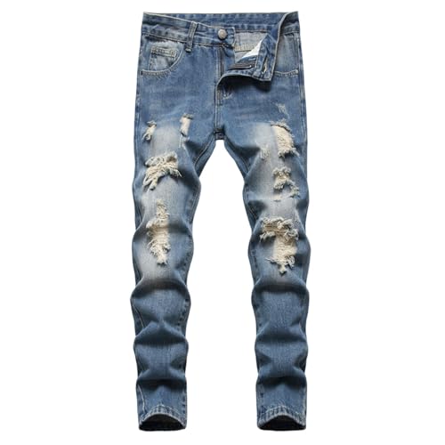Hsternexy Jeans Kinder Jungen Skinny Zerrissene Hosen Jeanshose Denim Cargohose Jungs Ripped Straight Leg Denimhose Elastische Taille Streetwear Freizeithose Freizeit Slim FitOutdoorhose von Hsternexy
