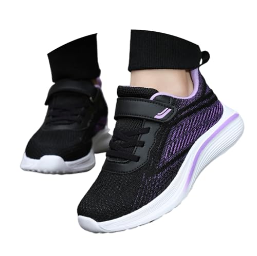 Hsternexy Kinder Sportschuhe, Hallenschuhe Mädchen Jungen Turnschuhe Unisex Kinder Sportschuhe Kinderschuhe Mesh Atmungsaktiv Laufschuhe Sneaker, Schwarz, 37/EU von Hsternexy