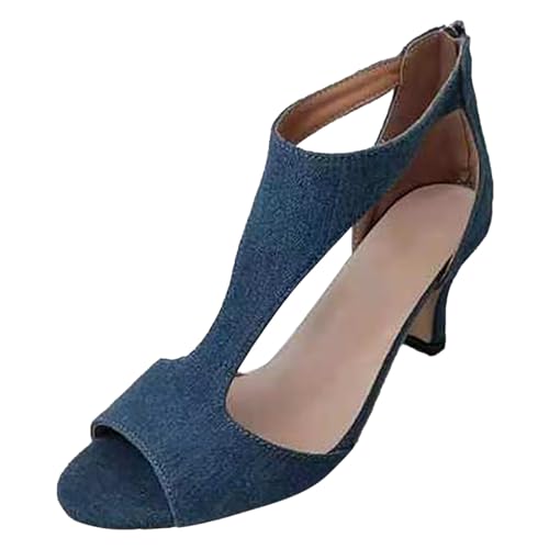 Hsternexy Latein Tanzschuhe Damen Blockabsatz Tango Sandaletten Professionelle Sandalen Reißverschluss für Hochzeiten Und Partys Schuhe Abendschuhe Slingback mit Absatz Fischmaul Pumps von Hsternexy