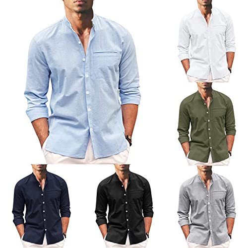 Hsternexy Leinenhemd Herren Hemd Langarmhemd Regular Fit Casual Sommer Linen Shirt Freizeithemd Weißes Slim Business Sommerhemd Hemden Schwarzes Bügelfrei 5XL Strand Shirt Mittelalter Piratenhemd von Hsternexy