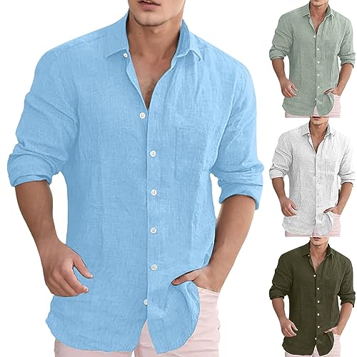 Hsternexy Leinenhemd Herren Hemd Langarmhemd Regular Fit Casual Sommer Linen Shirt Freizeithemd Weißes Slim Business Sommerhemd Hemden Schwarzes Bügelfrei 5XL Strand Shirt Mittelalter Piratenhemd von Hsternexy