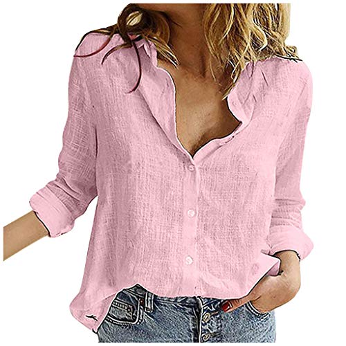 Hsternexy Musselin Bluse Damen, Leinenbluse Damen Oversized Elegant Langarm Leinenhemd Blusen Sommer Musselin Business Bluse Hemdbluse Shirt Schwarz Weiß Lässig Longbluse Damenblusen von Hsternexy