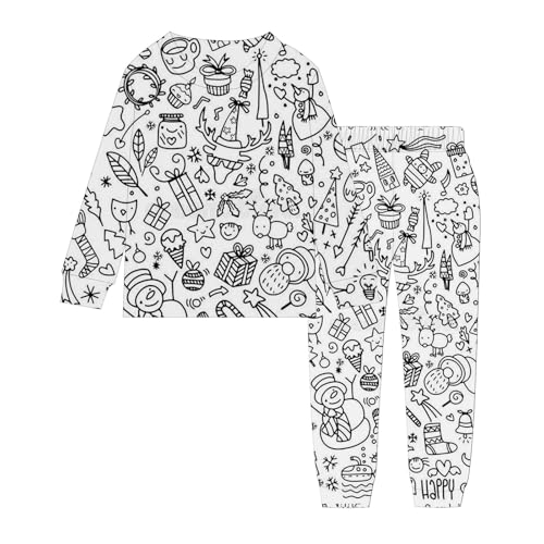 Schlafanzug Zum Anmalen Kinder, Kinder-DIY-Handbemaltes Homewear Set Zum Ausmalen Pyjama Sets für Jungen Mädchen mit Denen Man Spielen Tragen Kann Outfit Mädchen von Hsternexy