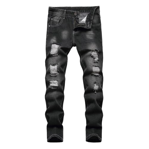 Hsternexy Skinny Jeans Jungs Zerrissene Hosen Denimhose Denim Cargohose Jungen Ripped Straight Leg Jeanshose Freizeit Slim FitElastische Taille Freizeithose Streetwear Outdoorhose von Hsternexy