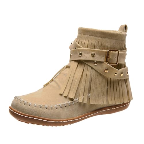 Hsternexy Stiefeletten Damen - Elegant Winterschuhe Warm Rutschfeste Schlupfschuhe Halbstiefel Kurz Klassisch Damenstiefel Winterstiefel Outdoor Bequem Kurzstiefel Leicht Stiefel Winterboots von Hsternexy