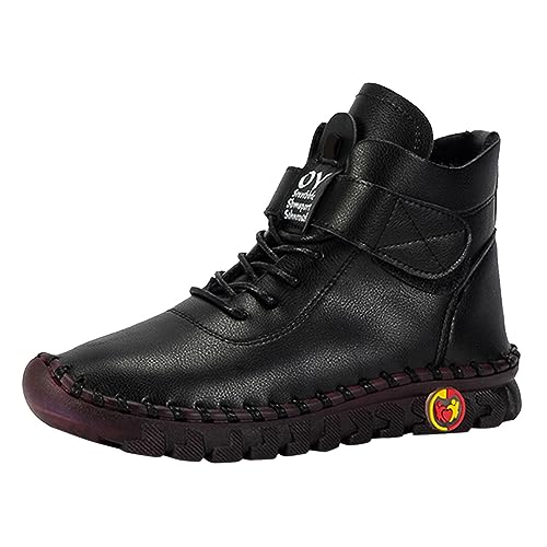 Hsternexy Stiefeletten Damen - Kurz Kurzstiefel Winterstiefel Elegant Klassisch Halbstiefel Warm Rutschfeste Stiefel Schlupfschuhe Bequem Outdoor Winterschuhe Leicht Winterboots Damenstiefel von Hsternexy
