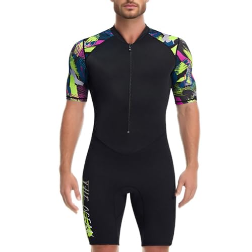 Hsternexy Surf Badeanzug Herren Uv Schutz Neopren Neoprenanzug Hydrasuit Bauchweg Einteiler Rashguard-Sets Sport Zip Surfanzug Bademode Schnell Trocknender Swimsuit Strandbekleidung Strandmode von Hsternexy