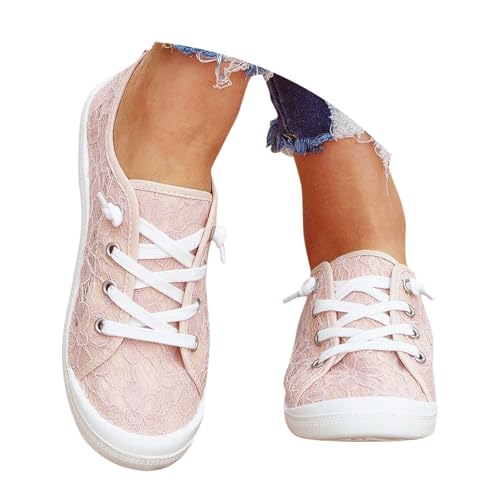 Hsternexy Trachten Sneaker Damen Blau,Trachtenschuhe Damen Flach - Spitzen Dirndl Trachten Sneaker Mesh Atmungsaktive Sommerschuhe Weiß Hochzeitsschuhe Braut Stoffschuhe Sport Tennisschuhe Turnschuhe von Hsternexy