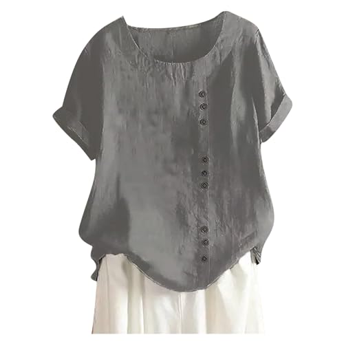 Hsternexy Tshirt Damen Sommer - Musselin Bluse - Leinen Tunika - Kurzarm mit Druck Leinenbluse Oversize Elegant T-Shirts Strand Oberteile Lässig Damenblusen Hsternexy Tshirt Damen Sommer - Musselin Bluse - Leinen Tunika - Kurzarm mit Druck Leinenbluse Oversize Elegant T-Shirts Strand Oberteile Lässig Damenblusen von Hsternexy