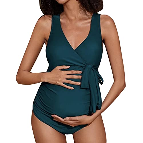Hsternexy Umstandsbademode Damen Große Größen Umstands V-Ausschnitt Umstandsmode Umstandskleidung Bikini Umstandsbadeanzug Pregnancy Clothes Sommer Badeanzug Tankini Schwangerschaft Bademode von Hsternexy