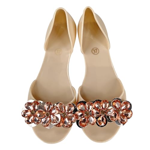 Jelly Sandalen Damen Transparente Schnallenschuhe Slip on Sandaletten Ballett Schuhe Römische Faltbare Ballerinas Strand Klassische Kristallgelee Sommersandalen Gewebte Jelly Shoes von Hsternexy