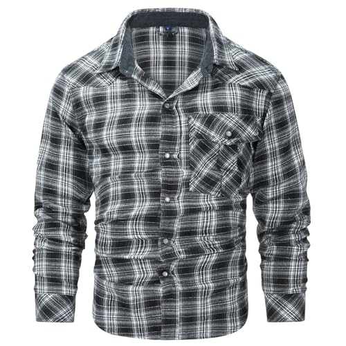 Karohemd Herren Holzfällerhemd Oberteil Fleecejacke Regular Fit Freizeithemd Hemd Kariertes Flanellhemd Thermohemd Bügelfrei Winterjacke Holzfäller Jacke Gefüttert Casual Shirt von Hsternexy