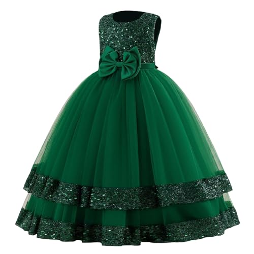 Kommunionkleider Mädchen Langes Hochzeit Blumenmädchen Kleid Brautjungfernkleid Festliches Spitze Tüll Hochzeitskleid Abendkleid A-Linie Elegant Erstkommunion Prinzessin Partykleid von Hsternexy