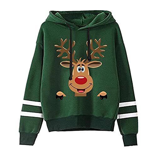 Meine Anzeigen Weihnachts Hoodie Damen Oversized Ugly Christmas Sweater Weihnachtspullover Damen Wichtel Weihnachtspulli Baumwolle Kapuzenpullover XXL Hoodie Damen Weihnachtsmann Kostüm von Hsternexy