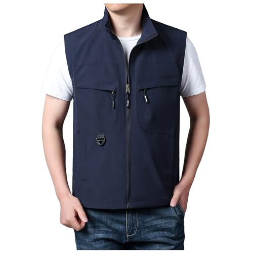 Outdoor Weste Herren, Sommerweste Herren Leicht Utility Wanderweste Weste Sommer Mit Vielen Taschen Arbeitsweste Anglerweste Arbeit Ärmellose Jacke Freizeit Outdoor Jagdweste Multifunktionsweste von Hsternexy