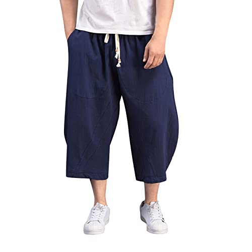 Shorts Herren Sommer 3/4 Baggy Bermuda Leichte Hose Kurze Hosen Jogger Caprihose Sweatpants Einfarbige Mit Taschen Dreiviertel Sommerhose Yoga Strand Arbeitshosen Pants von Hsternexy