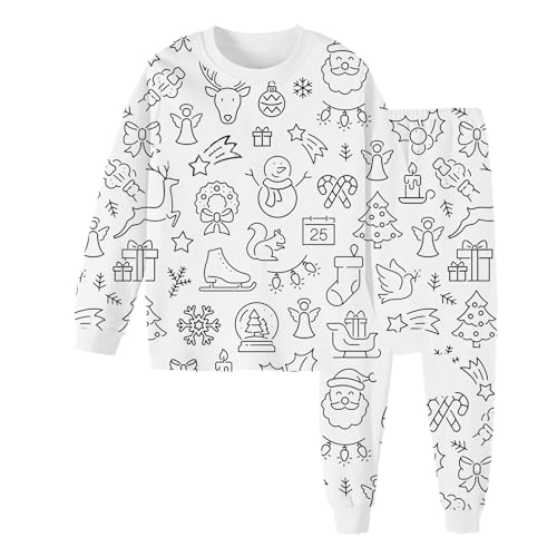 Schlafanzug Jungen 92 Schlafanzug Zum Anmalen Kinder Kinder DIY Handbemaltes Homewear Set Zum Ausmalen Pyjama Sets für Jungen Mädchen mit Denen Man Spielen Tragen Kann Outfit Mädchen von Hsternexy