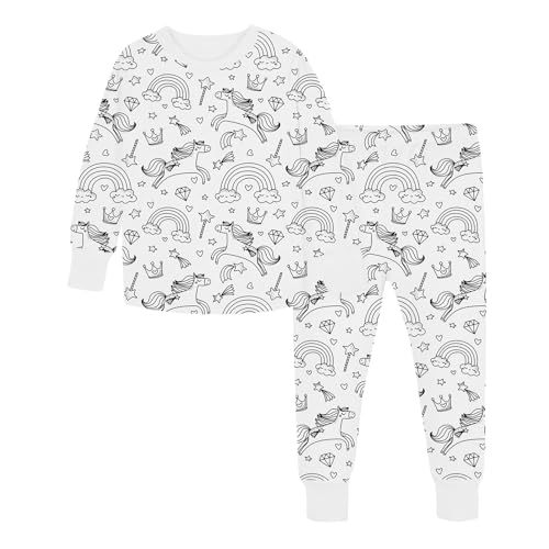 Schlafanzug Kinder Jungen, Schlafanzug Zum Anmalen Kinder, Kinder-Diy-Handbemaltes Homewear Set Zum Ausmalen Pyjama Sets für Jungen Mädchen mit Denen Man Spielen Tragen Kann Outfit Mädchen von Hsternexy