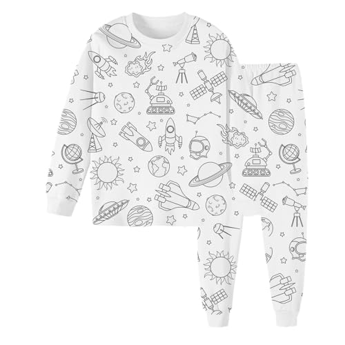 Schlafanzug Zum Anmalen Kinder, Kinder-DIY-Handbemaltes Homewear Set Zum Ausmalen Pyjama Sets für Jungen Mädchen mit Denen Man Spielen Tragen Kann Outfit Mädchen von Hsternexy
