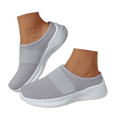 Hausschuhe Damen, Orthopädische Schuhe Damen Luftkissen Hausschuhe Hinten Offen Diabetiker Wanderschuhe Mesh Atmungsaktiv Sandals Air Cushion Slip On Walking Shoes Outdoor-Walkingschuhe, Grau, 41/EU von Hsternexy
