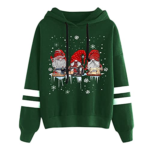 Weihnachtskalender-2024, Weihnachten Hoodie Damen XXL Hoodie Damen Weihnachtspulli Weihnachtspullover Damen Wichtel Ugly Christmas Sweater Baumwolle Kapuzenpullover Weihnachtsmann Kostüm von Hsternexy