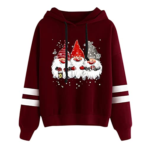 Weihnachtskalender-2024, Weihnachts Hoodie Damen Baumwolle Weihnachtspulli Lustige Ugly Christmas Sweater Weihnachtspullover Damen Wichtel Kapuzenpullover Xxl Hoodie Damen Weihnachtsmann Kostüm von Hsternexy