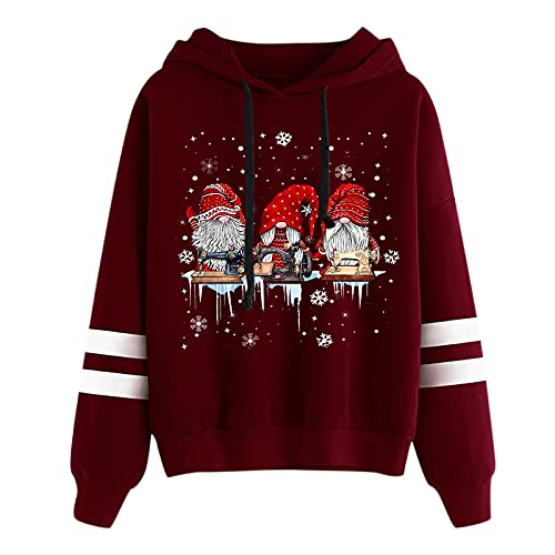 Weihnachtspulli-Damen, Weihnachten Hoodie Damen XXL Hoodie Damen Weihnachtspulli Weihnachtspullover Damen Wichtel Ugly Christmas Sweater Baumwolle Kapuzenpullover Weihnachtsmann Kostüm von Hsternexy