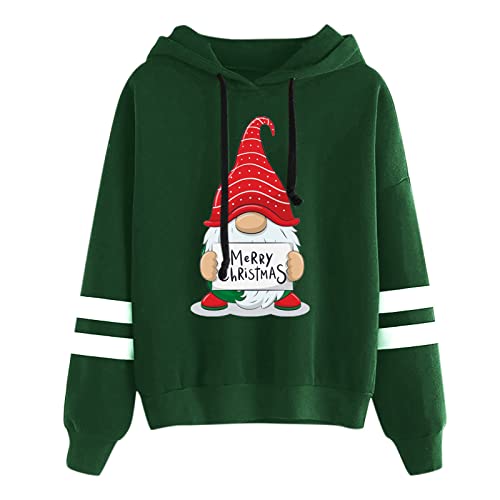 Weihnachtspullover-Damen, Weihnachts Hoodie Damen Baumwolle XXL Hoodie Damen Weihnachtspulli Weihnachtsmann Kostüm Weihnachtspullover Damen Wichtel Ugly Christmas Sweater Baumwolle Kapuzenpullover von Hsternexy