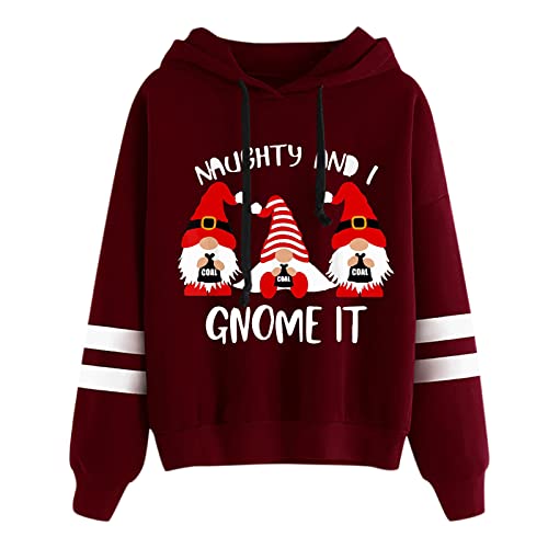 Weihnachtspullover-Damen, Weihnachts Hoodie Damen Oversized Baumwolle Weihnachtsmann Kostüm Xxl Hoodie Damen Weihnachtspulli Weihnachtspullover Damen Wichtel Kapuzenpullover Ugly Christmas Sweater von Hsternexy