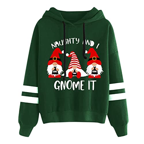 Weihnachtspullover-Damen, Weihnachts Hoodie Damen Oversized Baumwolle Weihnachtsmann Kostüm Xxl Hoodie Damen Weihnachtspulli Weihnachtspullover Damen Wichtel Kapuzenpullover Ugly Christmas Sweater von Hsternexy