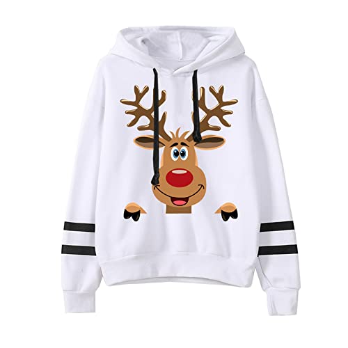 Weihnachtspullover-Damen, Weihnachts Hoodie Damen Oversized Ugly Christmas Sweater Weihnachtspullover Damen Wichtel Weihnachtspulli Baumwolle Kapuzenpullover XXL Hoodie Damen Weihnachtsmann Kostüm von Hsternexy
