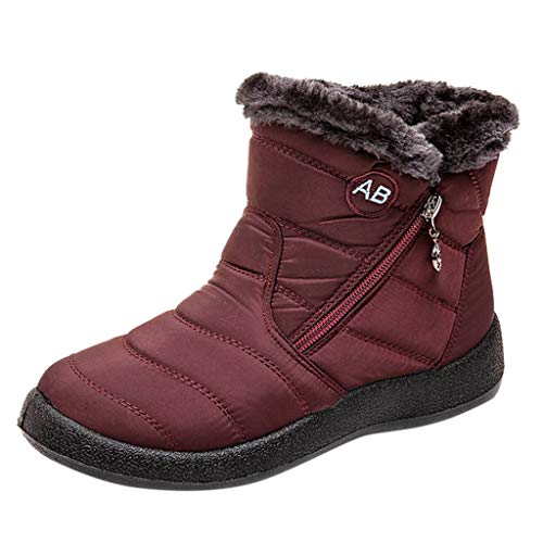 Winterstiefel Damen - Elegant Halbstiefel Klassisch Kurz Kurzstiefel Winterschuhe Rutschfeste Warm Winterboots Schlupfschuhe Leicht Bequem Stiefeletten Outdoor Damenstiefel Stiefel von Hsternexy