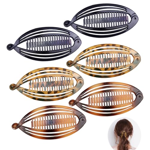 6 Stück Bananenspange, Banana Clip Bananen Klammer Bananen Fisch Kämme Fischclips Vintage Fischschwanz Haarspange Friseur ZubehöR Haarspange für Damen Mädchen für Langes Lockiges Oder Glattes Haar von HstiaLving