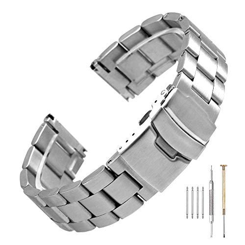 Uhrenarmband für Herren, 22 mm, gebürstetes Silber / Schwarz, 316L massives Edelstahl 22mm silber Uhrenarmband für Herren, 22 mm, gebürstetes Silber / Schwarz, 316L massives Edelstahl 22mm silber von Hstrap