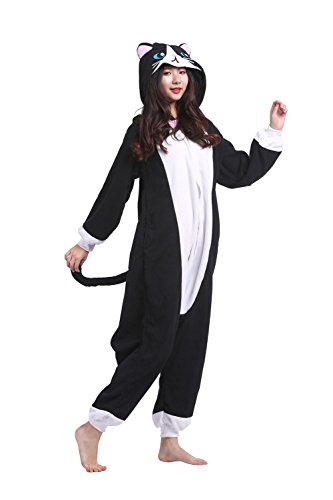 Hstyle Adult Jumpsuits Unisex Onesies Pyjamas Halloween Cosplay Weihnachten Kostüme Neue Schwarze Katze Groß von Hstyle