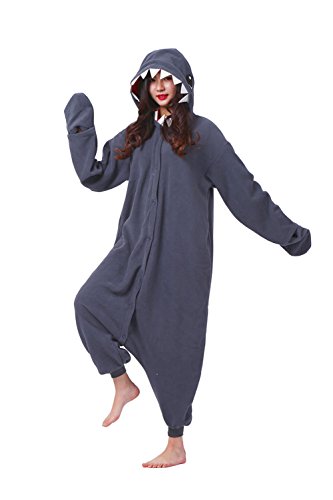 Hstyle Unisex Cartoon Pyjamas Onesies-Halloween-Party Kostüm Kigurumi Jumpsuits Black Shark Medium von Hstyle