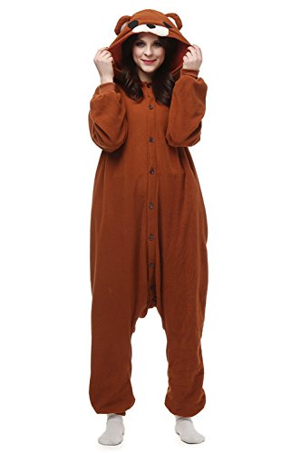 Hstyle Unisex Tier Schlafanzug Kigurumi Onesie Pyjamas Overall Nachtwäsche Cosplay Kostüme Kleid Brown Bear L von Hstyle
