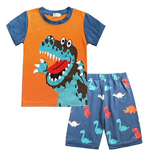 Hstyle Jungen Kurzer Schlafanzug Kinder Pyjama Kurzarm Nachtwäsche Zweiteilig Shorty Bekleidungsset Baumwolle Sommer 1-7 Jahre 92 98 104 110 116 122 von Hstyle