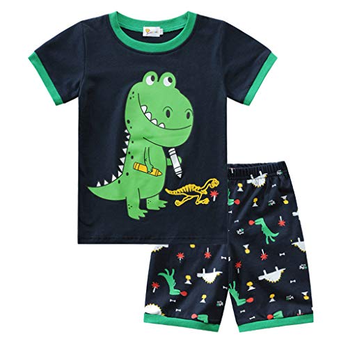 Jungen Kurzer Schlafanzug Kinder Pyjama Kurzarm Nachtwäsche Zweiteilig Shorty Bekleidungsset Baumwolle Sommer 1-7 Jahre 92 98 104 110 116 122 von Hstyle