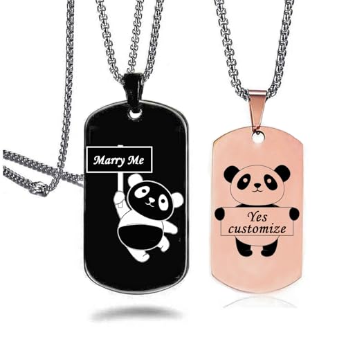 Hsumonre King Queen Pärchen Halsketten Edelstahl schwarz Dog Tag Anhänger mit Strass passendes Set (Schwarzes Rosen-Gold, Edelstahl) von Hsumonre