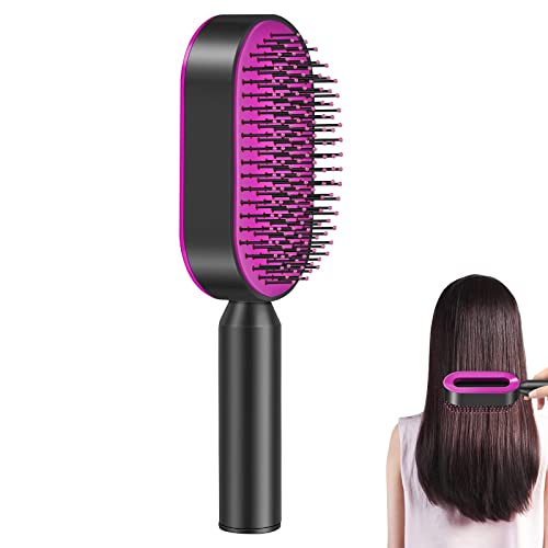 Selbstreinigende Haarbürste für Damen, 3D Air Cushion Massager Brush, Tragbarer Haarbürste mit entwirrenden Kugelstiften, Self Cleaning Massagebürste, zum Entfernen von Haarverwicklungen und Knoten von Hsupez
