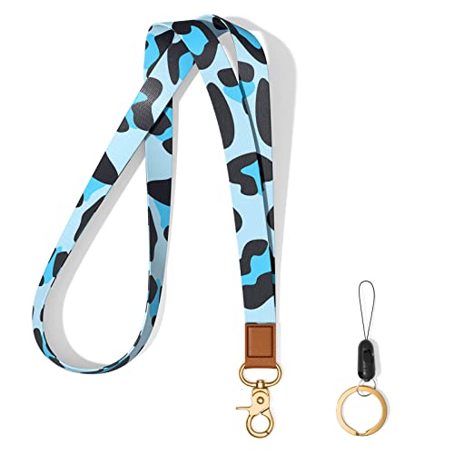 Hsxnam Schlüsselband Umhängeband Lang, Neck Lanyard mit Metall Ring und Echtem Lede, Schlüsselband für Frauen Männer Handy Schlüssel Arbeitskarte ID-Karten von Hsxnam