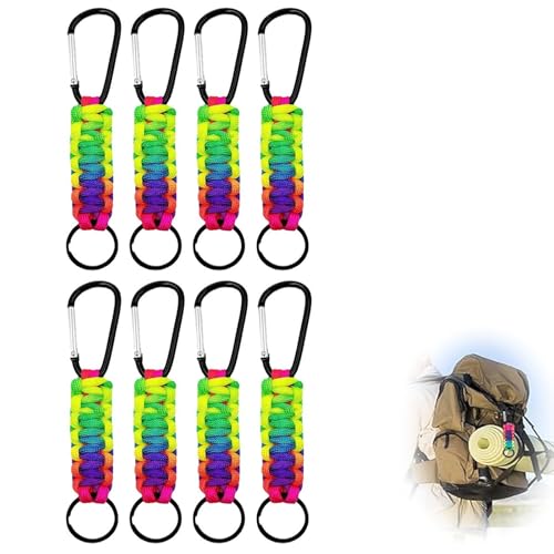 Hsyadazi 8 Stück Paracord Schlüsselanhänger Karabiner, Karabiner mit Schraubverschluss & Schlüsselanhänger – Robustes Lanyard Set für Outdoor, Camping, Büro (Männer & Frauen) von Hsyadazi