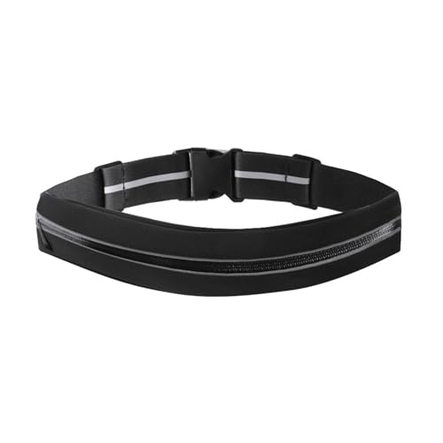 Hsyadazi Laufgürtel, Gürteltasche Hüfttasche Sport, Reflektierender Laufgürtel mit verstellbarem Gurt -Bauchtasche für Joggen & Fitness (Handyfach + Kopfhöreröffnung), Für Damen & Herren (Schwarz) von Hsyadazi
